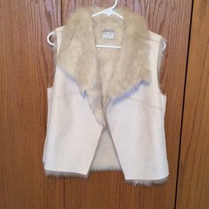 JLo suede faux fur sleeveless vest